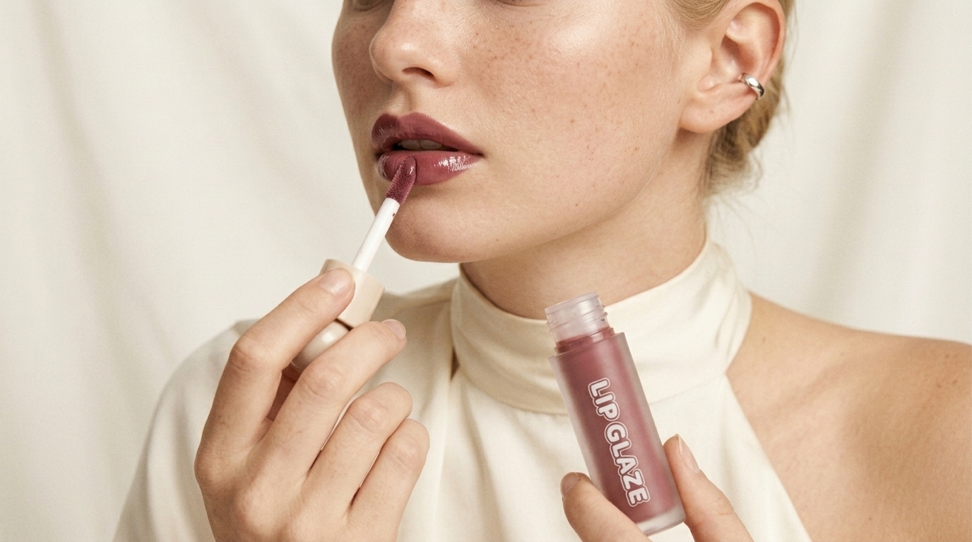 Velvet mist matte lip glaze application scene