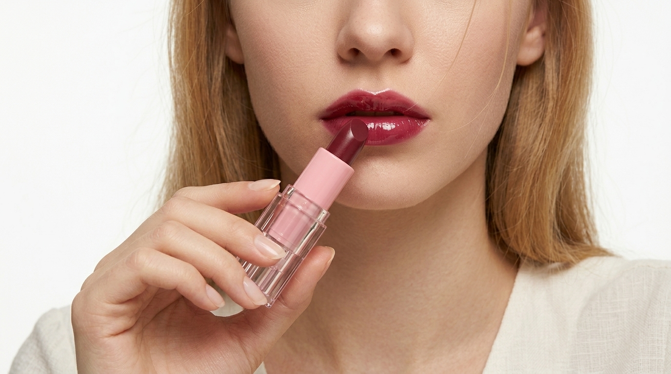 Jelly shine glassy lipstick close-up scene