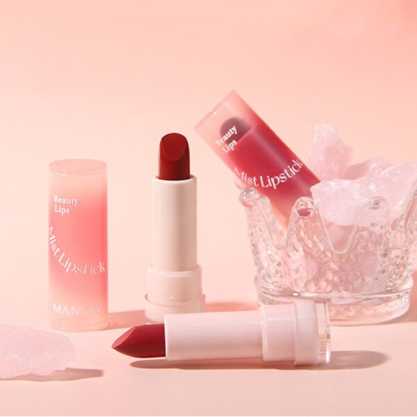 MANSLY Glassy Dewy Crystal Lipstick – 239 Rain-Soaked Pink Peach