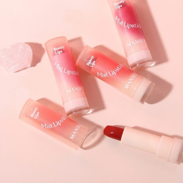 MANSLY Glassy Dewy Crystal Lipstick – 239 Rain-Soaked Pink Peach